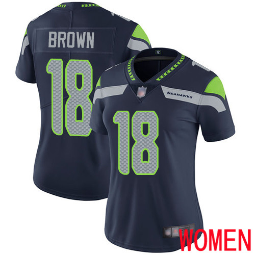 Seattle Seahawks Limited Navy Blue Women Jaron Brown Home Jersey NFL Football #18 Vapor Untouchable